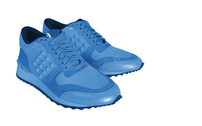 Blauwe Sneakers Op Witte Achtergrond Stock Foto - Image of schoeisel ...
