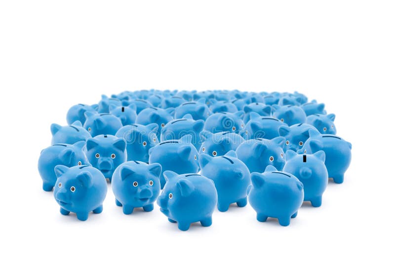 Blauwe spaarvarkens royalty-vrije stock foto's