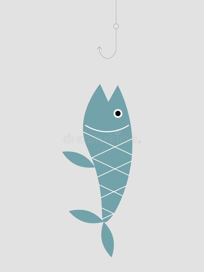 Blauwe vissen en vissenhaak vector illustratie Blauwe vissen en vissenhaak vector illustratie