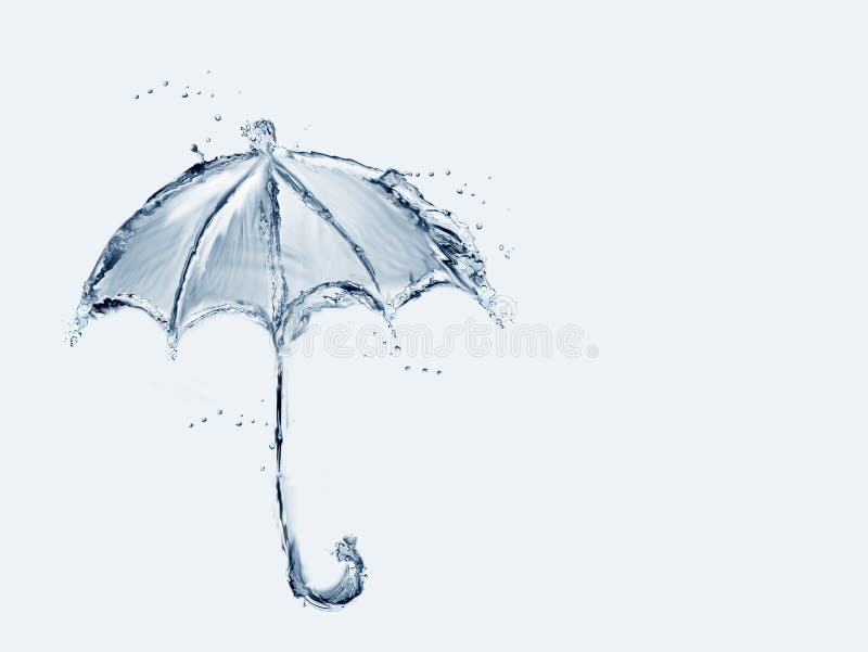 A blue umbrella made of water. A blue umbrella made of water.