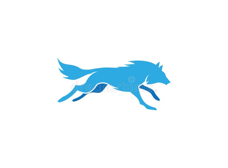 Blauwe wolf die of voor embleemontwerp lopen jagen stock illustratie Blauwe wolf die of voor embleemontwerp lopen jagen stock illustratie