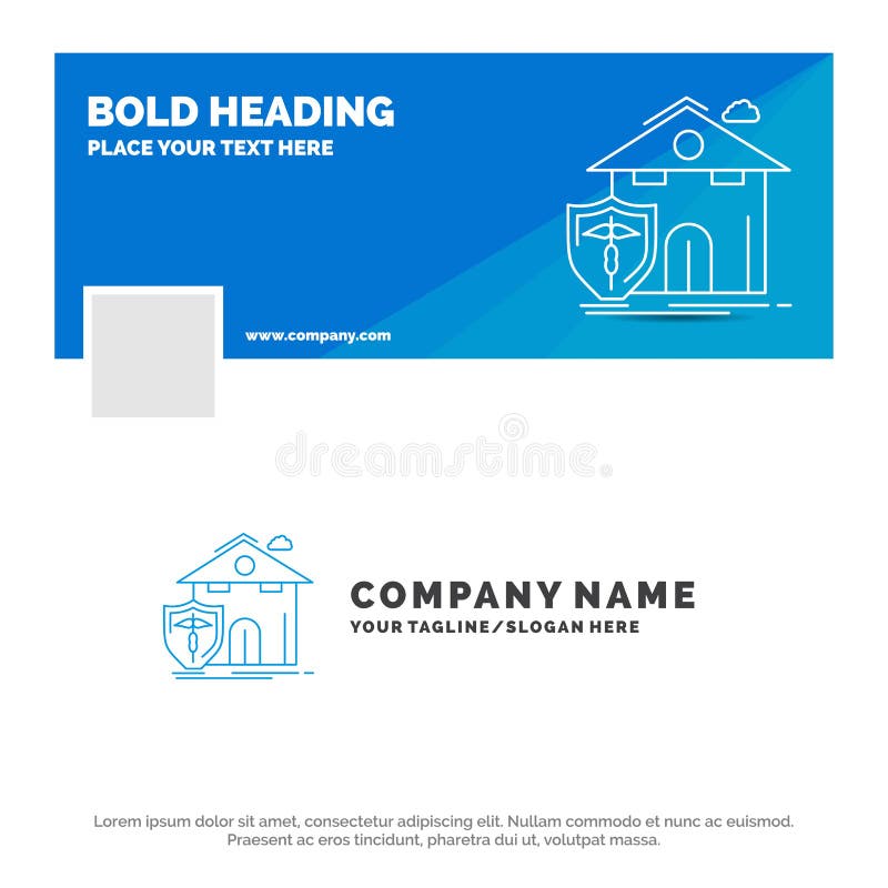Blauwe Zaken Logo Template voor verzekering, huis, huis, slachtoffer, bescherming Facebook-het Ontwerp van de Chronologiebanner D stock illustratie Blauwe Zaken Logo Template voor verzekering, huis, huis, slachtoffer, bescherming Facebook-het Ontwerp van de Chronologiebanner D stock illustratie