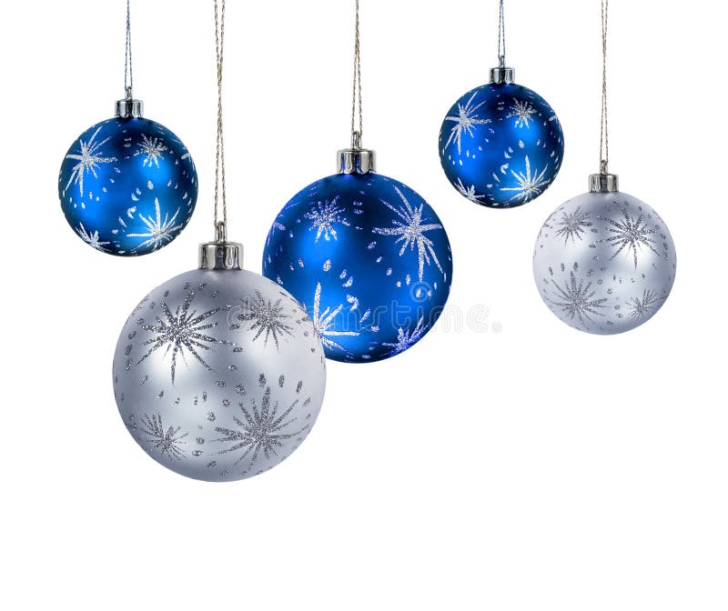 Blauwe zilveren Kerstmisballen
