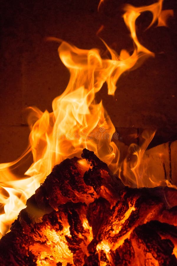 Blaze Fire Flame in Stove, Orange and Black Stock Image Image of