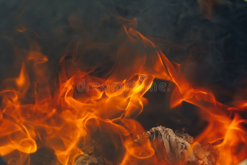 Blazing Fire Background with Tongues of Flame Stock Image - Image of ...