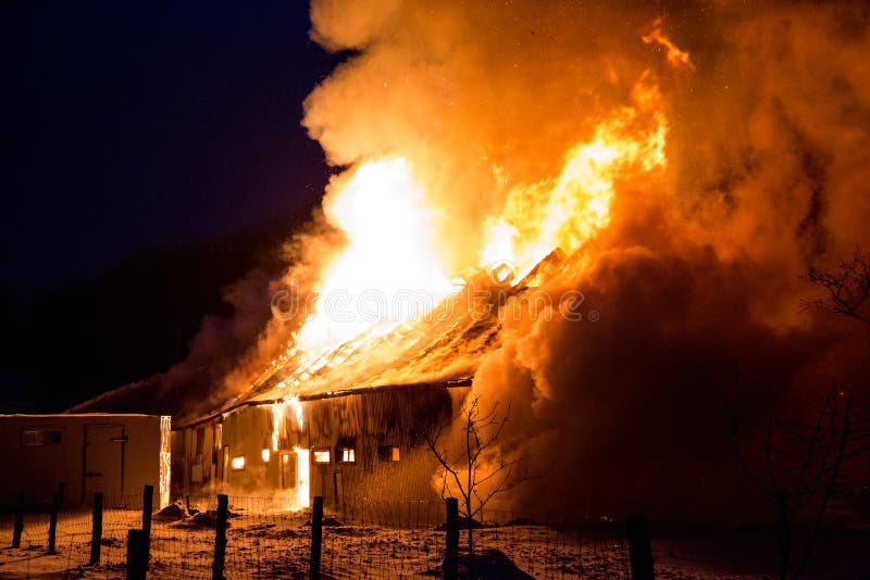 Blazing fire destroyed barn