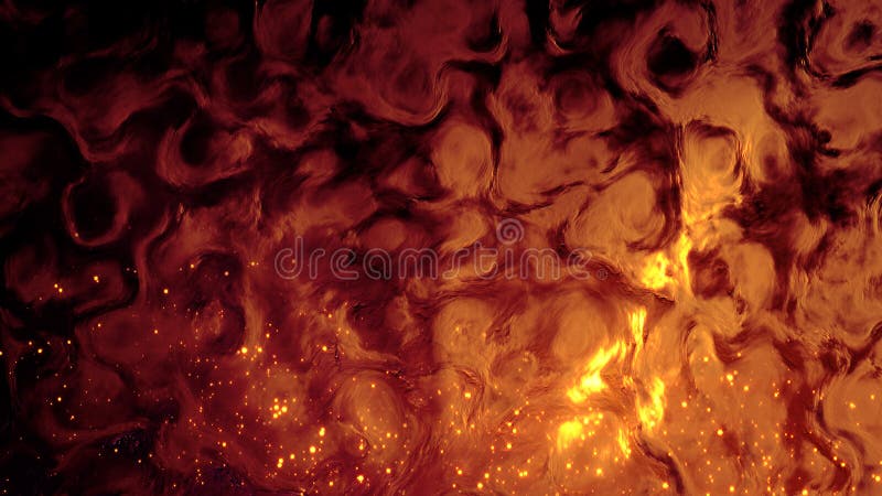 Blazing red and orange bio shapes forms - abstract 3D rendering royalty free illustration