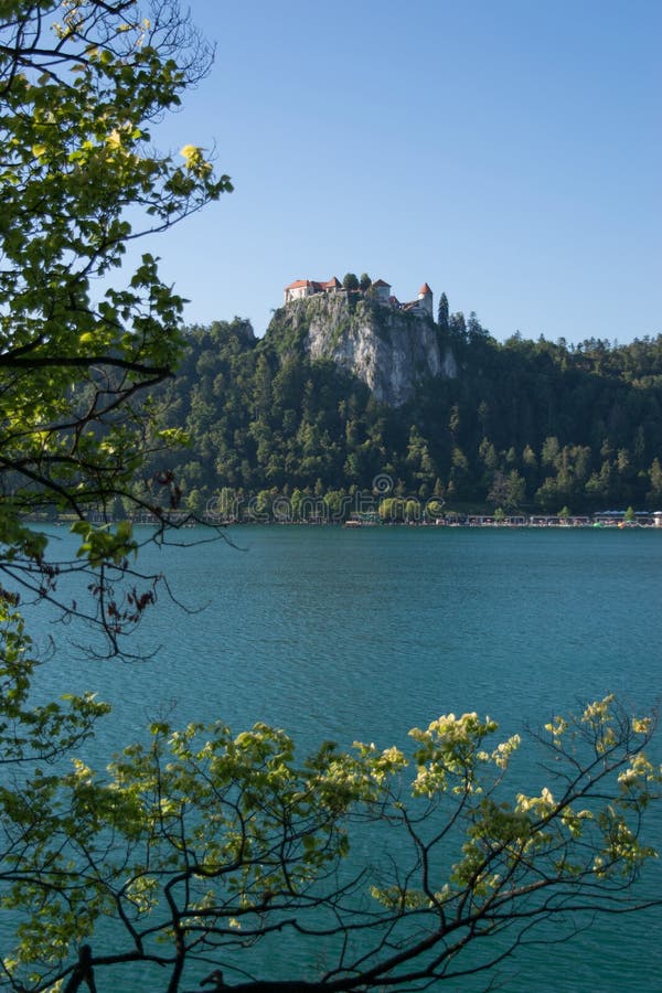 Bled with lake, island and mountains in background, Slovenia royalty free stock image Bled with lake, island and mountains in background, Slovenia royalty free stock image