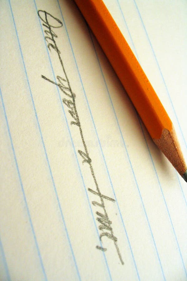 Bleistift, Papier und Öffnungszeile stockbilder