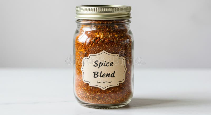 Blend Di Spezie Rosse E Marrone A Glass Mason Jar illustrazione di stock