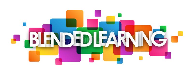 BLENDED LEARNING colorful overlapping squares banner