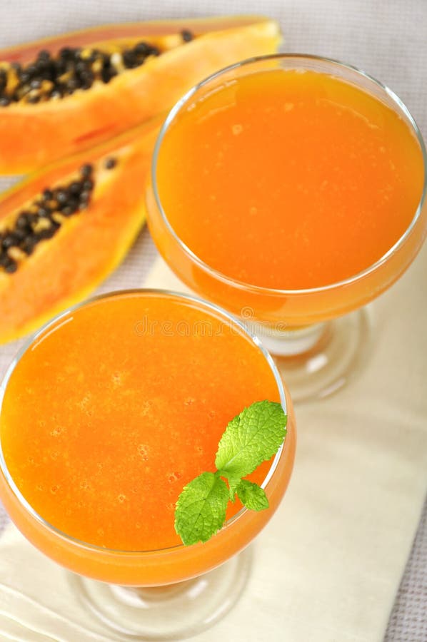 Papaya juice in glass stock image. Image of isolated 99177599