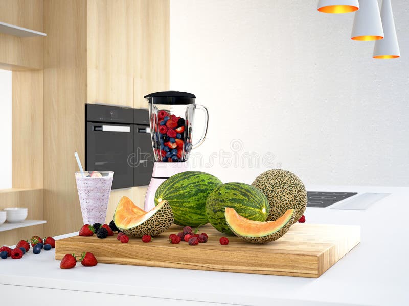 Blender With Different Ripe Fruits Stock Photo Image of blender