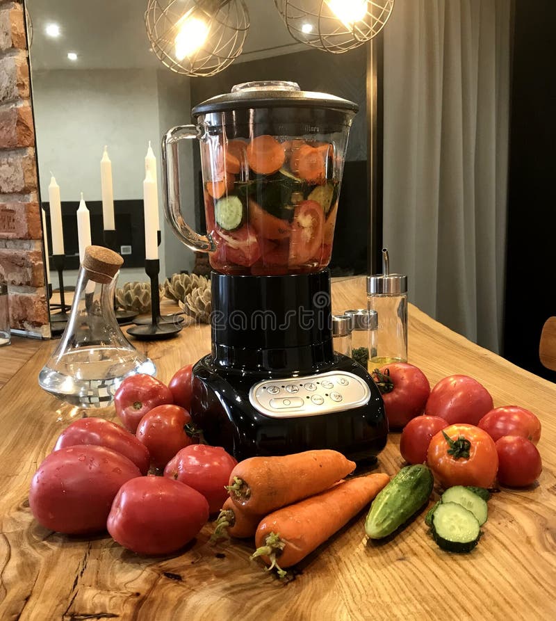 Blender and Fresh Vegetables. Natural, Healthy Food Stock Photo Image