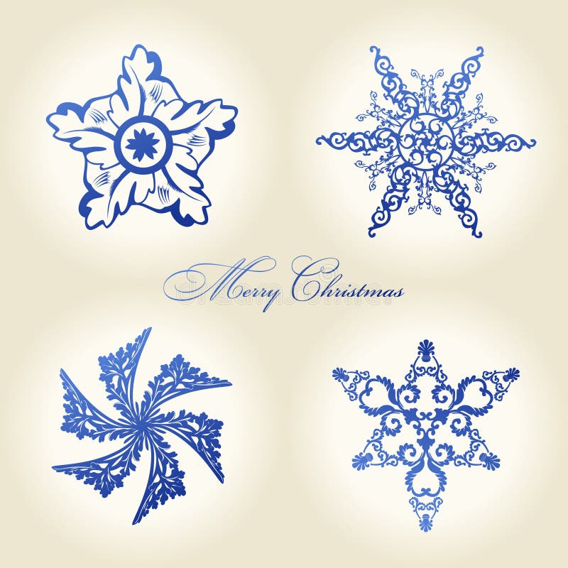 Bleu de décor de cru de flocons de neige de Noël illustration de vecteur Bleu de décor de cru de flocons de neige de Noël illustration de vecteur