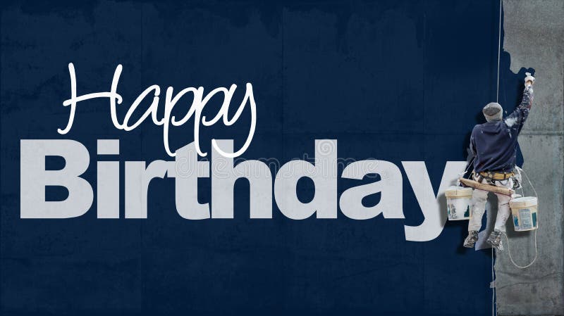 Bleu De Mur De Joyeux Anniversaire Photo Stock Image Du Idee Maison