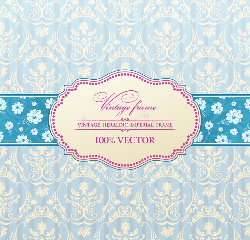 Bleu de trame de fleur d'étiquette de cru d'invitation illustration de vecteur Bleu de trame de fleur d'étiquette de cru d'invitation illustration de vecteur