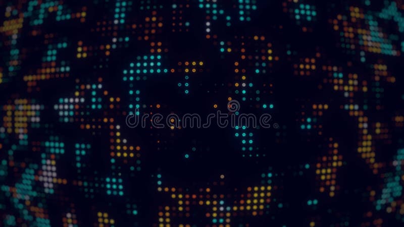 Bleu et Orange Pixel LED Animation brillant numérique points arrière-plan futuriste banque de vidéos