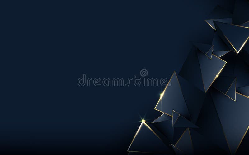 Bleu-foncé de luxe de modèle polygonal abstrait avec le fond d'or