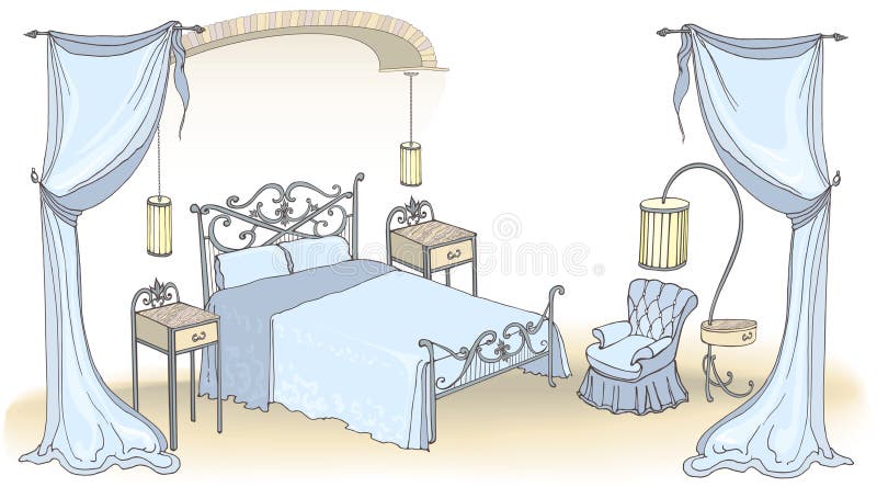 Bleu forgé de couleur de voûte de lit illustration stock Bleu forgé de couleur de voûte de lit illustration stock