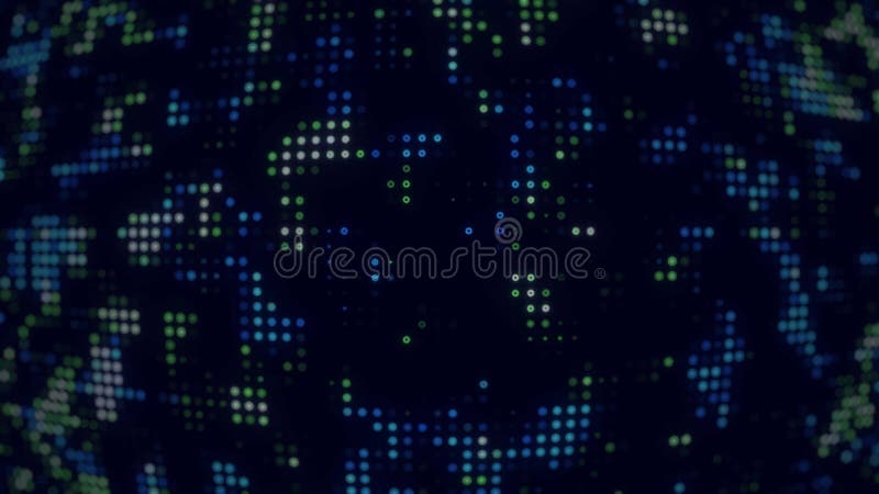 Bleu Vert Blanc Digital Pixel Animation Futuriste LED Dot Loop Arrière-plan banque de vidéos