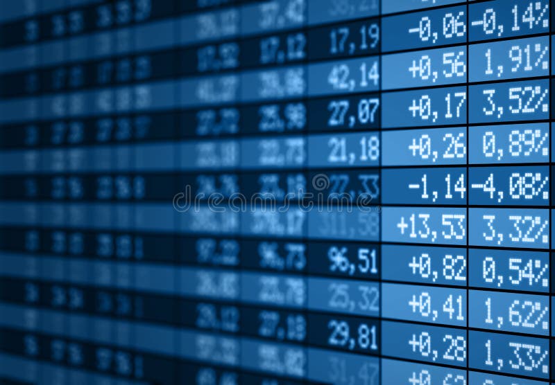 Stock market electronic board with numbers and blue layer. Stock market electronic board with numbers and blue layer