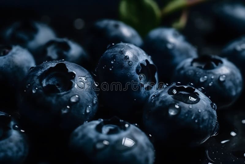 Bleuet frais avec gouttes d'eau. vue supérieure. concept de saine alimentation et régime alimentaire. réseau neuronal a généré de l'art