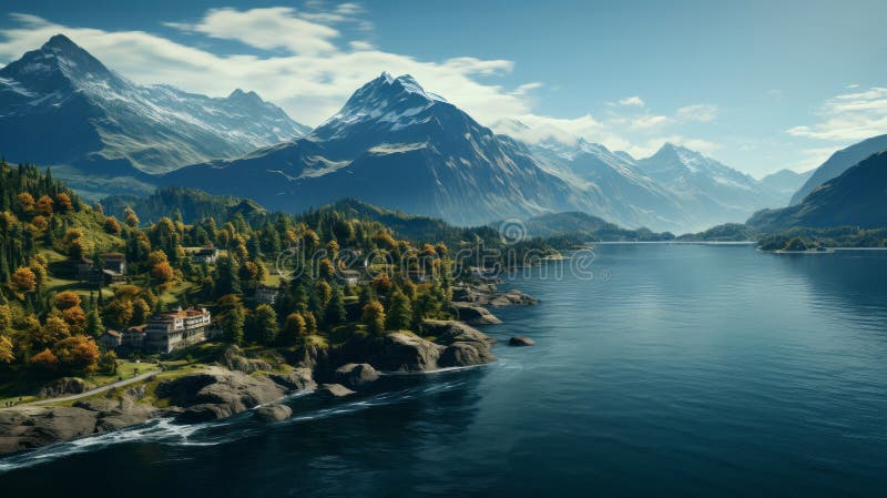 Blick vom Schiff auf wunderschönen Naturhintergrund mit Fjorden. generative Hilfe. lizenzfreie abbildung