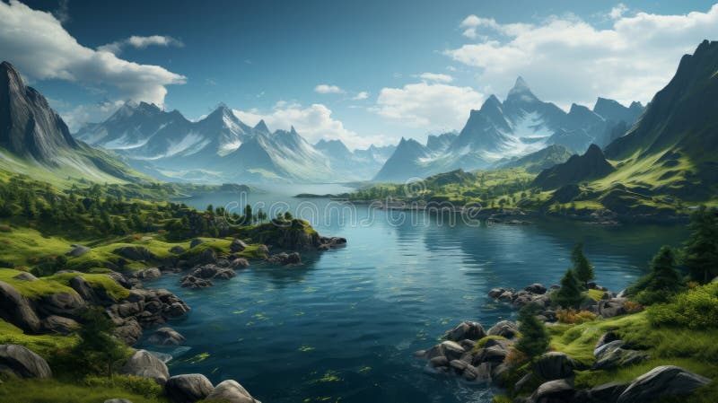 Blick vom Schiff auf wunderschönen Naturhintergrund mit Fjorden. generative Hilfe. stock abbildung