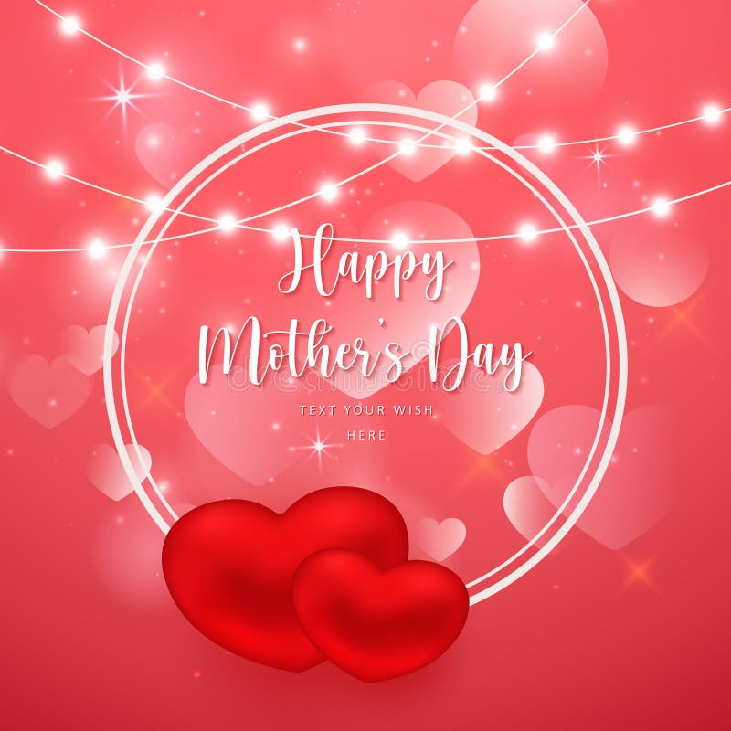 Blije moeders dag 3d rode liefde hart en striptease lichtketen royalty-vrije illustratie