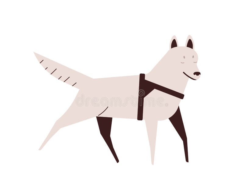 Blind dog flat vector illustration. Active running pet. Puppy with disability, illness concept. Domestic animal design