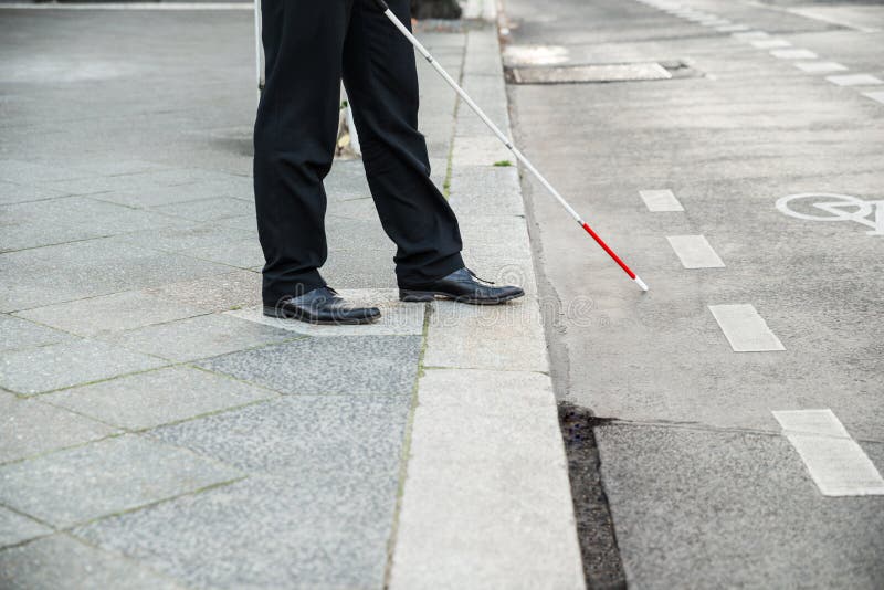 Blind person crossing street