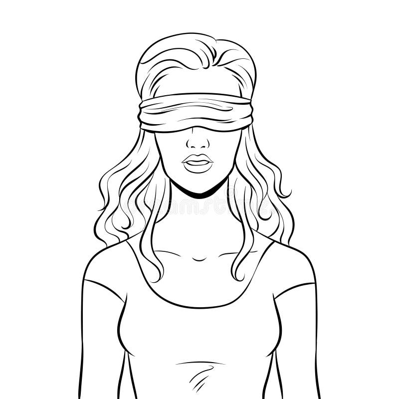 Blindfolded Girl Coloring Vector Illustration Stock Vector