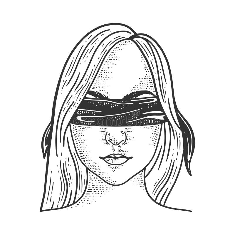 Blindfolded man sketch Royalty Free Vector Image