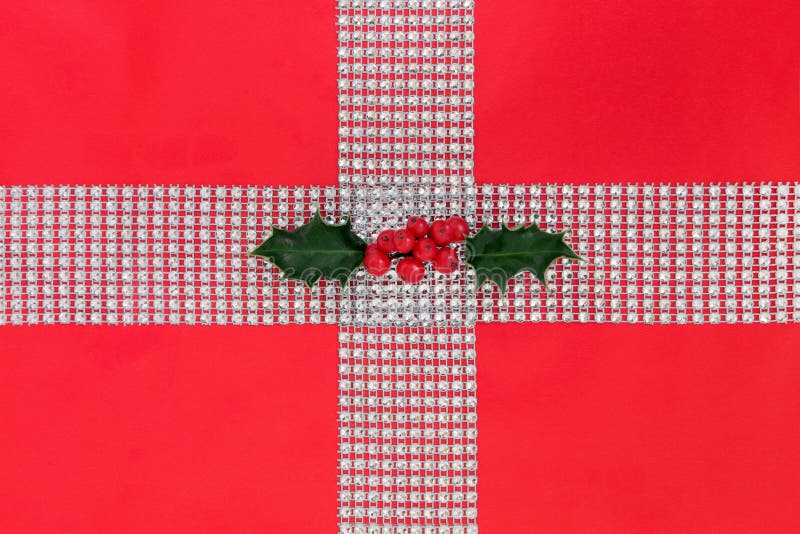 Bling and Holly Gift Wrapping royalty free stock photography Bling and Holly Gift Wrapping royalty free stock photography