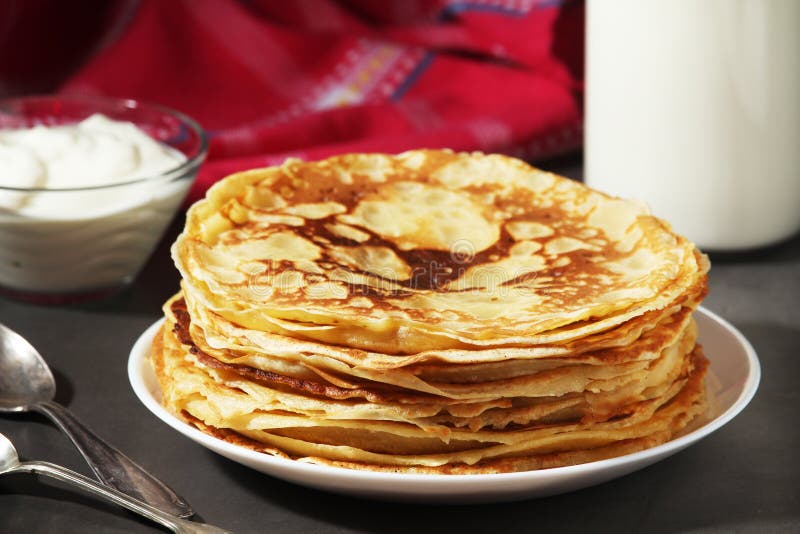 Russian Cuisine National Dish Bliny Stock Photo - Image of meal ...