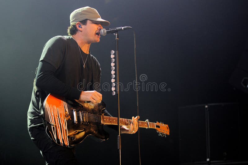 Blink 182. Guitarist Tom DeLonge of Blink 182 during performance in Prague, Czech republic, August 15, 2014 royalty free stock photography Blink 182. Guitarist Tom DeLonge of Blink 182 during performance in Prague, Czech republic, August 15, 2014 royalty free stock photography