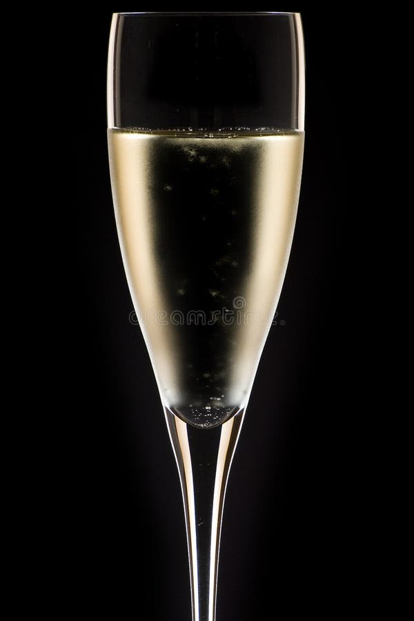 Champagne glass close up with black background. Champagne glass close up with black background