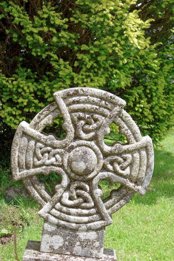 Blisland Cornwall, England. Close up of Granite Celtic cross