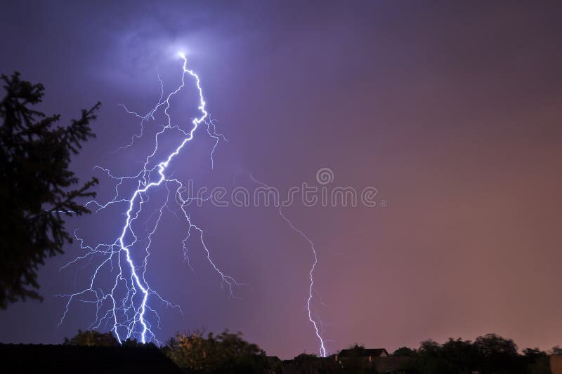 Spring rain and lightning during a thundershower in Serbia. Spring rain and lightning during a thundershower in Serbia