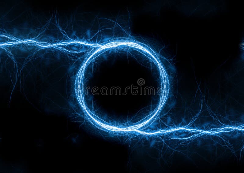 Blue fractal circle lightning background, electrical abstract. Blue fractal circle lightning background, electrical abstract