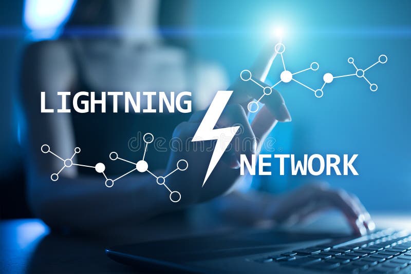 Lightning network - second layer payment protocol that operates on top of a blockchain. Bitcoin, cryptocurrency, internet payment. Lightning network - second layer payment protocol that operates on top of a blockchain. Bitcoin, cryptocurrency, internet payment.