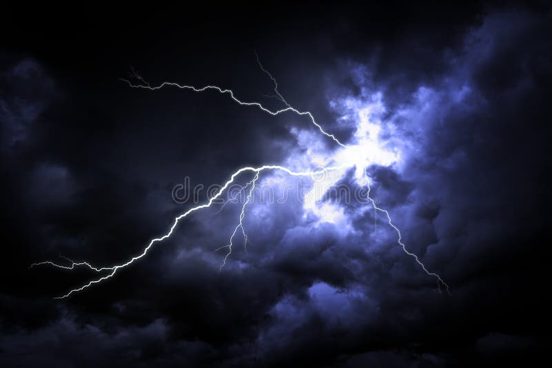 Lightning strike on the dark cloudy sky. Lightning strike on the dark cloudy sky.