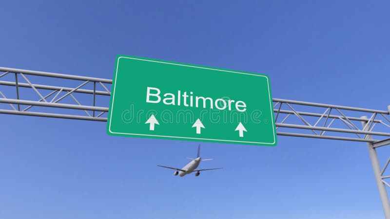 Bliźniaczy parowozowy handlowy samolot przyjeżdża Baltimore lotnisko Podróżować Stany Zjednoczone konceptualny 3D rendering royalty ilustracja Bliźniaczy parowozowy handlowy samolot przyjeżdża Baltimore lotnisko Podróżować Stany Zjednoczone konceptualny 3D rendering royalty ilustracja