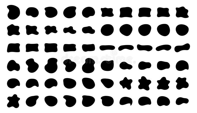 Blob shapes vector set. Organic abstract splodge elemets monochrome collection. Inkblot simple silhouette stock illustration