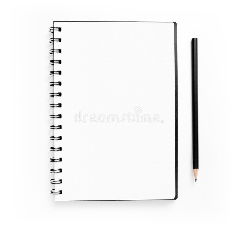 Bloc-notes et crayon en spirale vides sur le fond blanc image stock Bloc-notes et crayon en spirale vides sur le fond blanc image stock