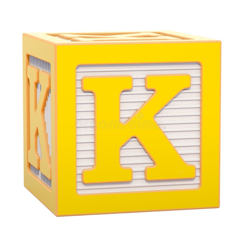 Blocchetto di legno di alfabeto di ABC con la lettera di K rappresentazione 3d