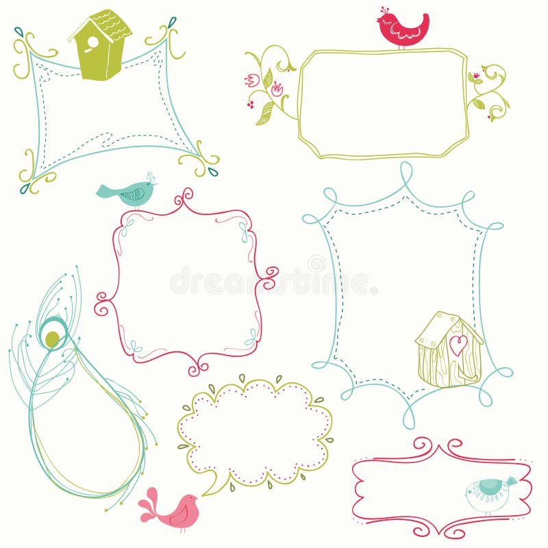 Blocchi per grafici dolci di Doodle illustrazione vettoriale Blocchi per grafici dolci di Doodle illustrazione vettoriale