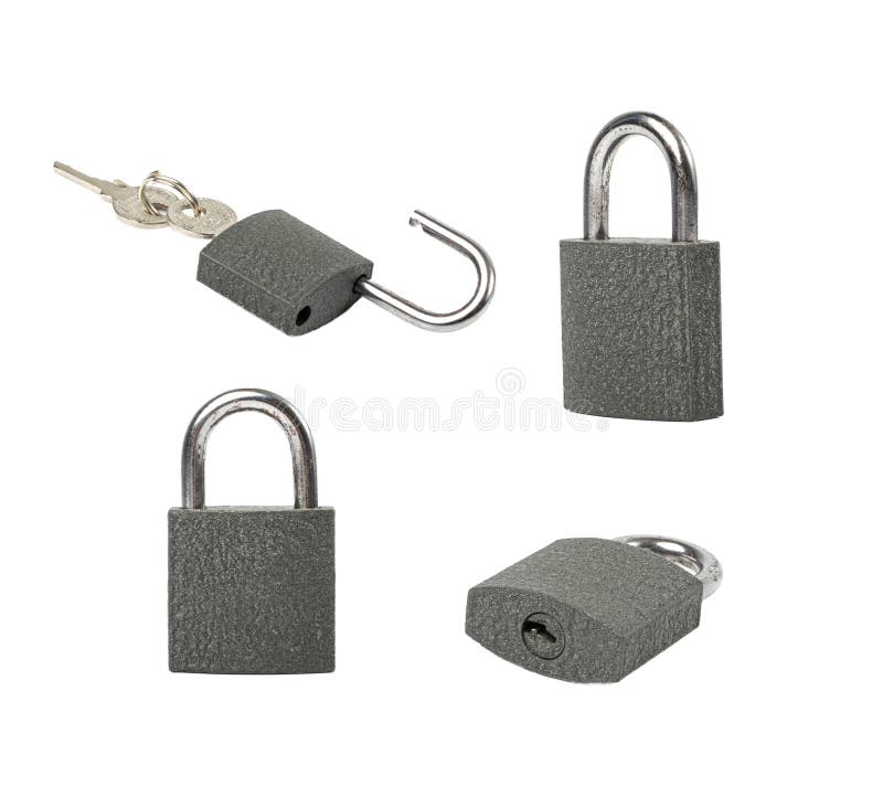 Blocco chiuso Blocco bloccato Blocco nero su fondo bianco Concetto di protezione della privacy immagini stock libere da diritti