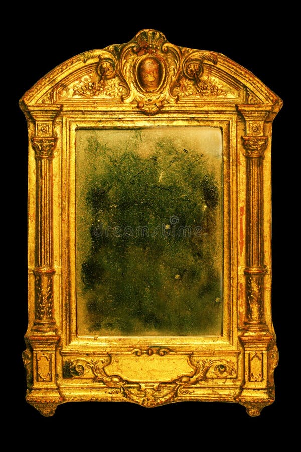 Old ornate frame with dusty mirror. Old ornate frame with dusty mirror